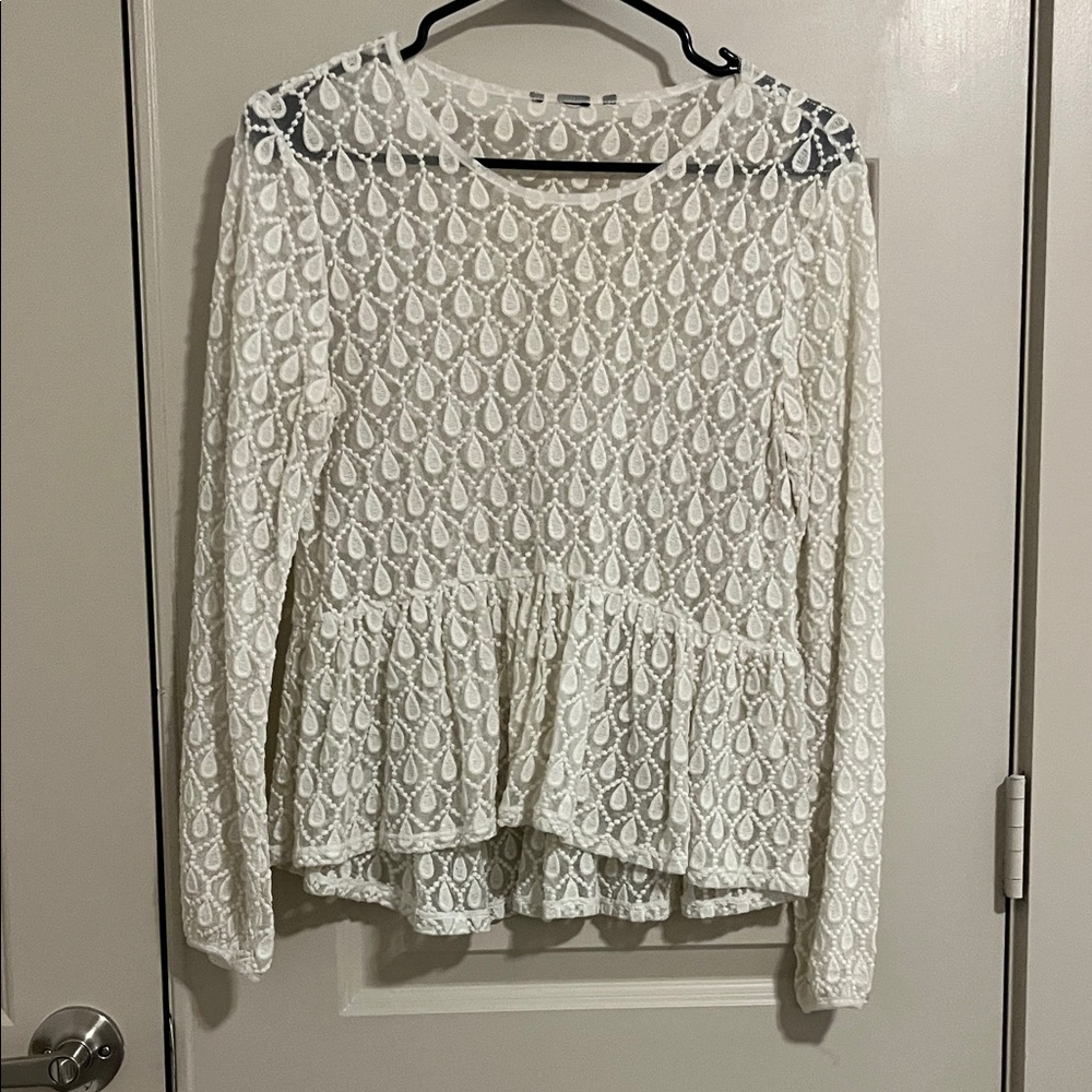 Elegant White Lace Peplum Top